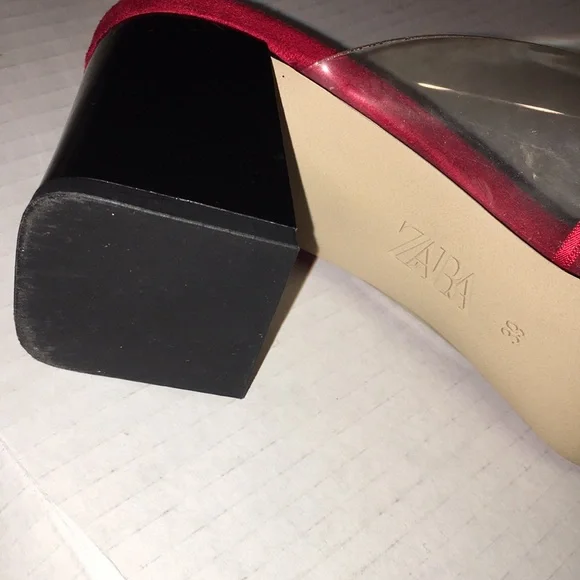 Zara Red Heeled Slipper Shoes | Size 39 / US size 9 - Picture 6 of 7